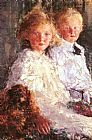 Portrait of King Charles IX of France Paintings - Portrait of Elizabeth and Charles Williamson with their Pet Dog by Antonio Mancini